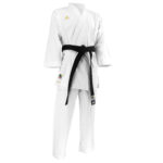 karate uniform with gold logo